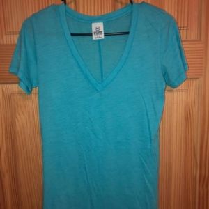 PINK Victoria's Secret Small V-Neck Shirt Blue